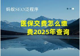 医保交费怎么缴费2025年查询