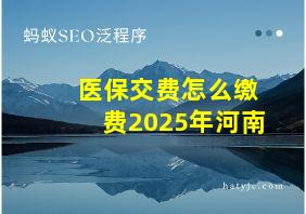 医保交费怎么缴费2025年河南