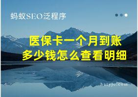 医保卡一个月到账多少钱怎么查看明细