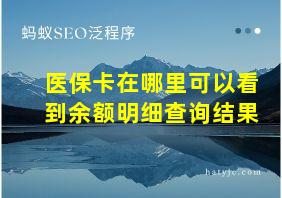 医保卡在哪里可以看到余额明细查询结果