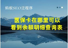 医保卡在哪里可以看到余额明细查询表