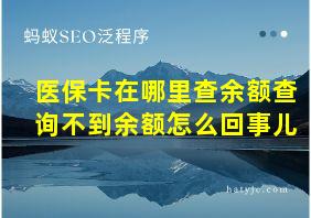 医保卡在哪里查余额查询不到余额怎么回事儿