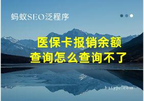 医保卡报销余额查询怎么查询不了