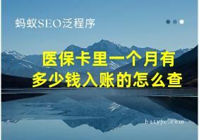 医保卡里一个月有多少钱入账的怎么查