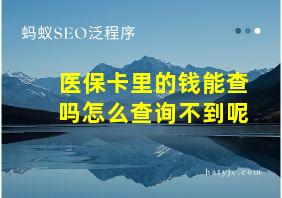 医保卡里的钱能查吗怎么查询不到呢