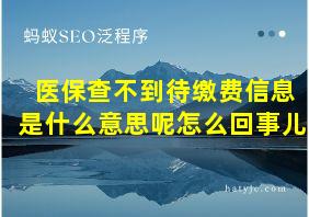 医保查不到待缴费信息是什么意思呢怎么回事儿