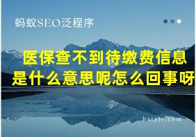 医保查不到待缴费信息是什么意思呢怎么回事呀