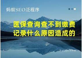 医保查询查不到缴费记录什么原因造成的