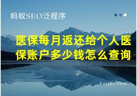 医保每月返还给个人医保账户多少钱怎么查询