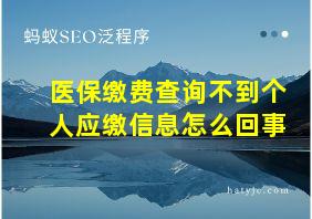 医保缴费查询不到个人应缴信息怎么回事