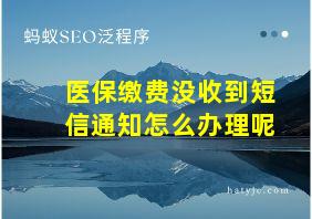 医保缴费没收到短信通知怎么办理呢