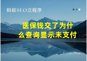 医保钱交了为什么查询显示未支付