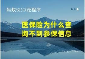 医保险为什么查询不到参保信息