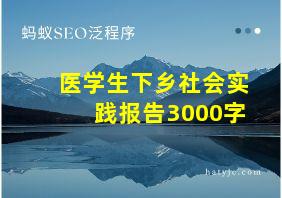 医学生下乡社会实践报告3000字