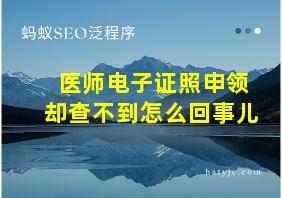 医师电子证照申领却查不到怎么回事儿