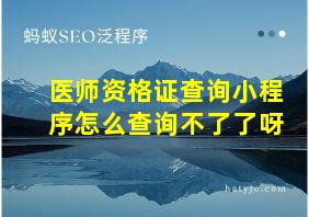 医师资格证查询小程序怎么查询不了了呀