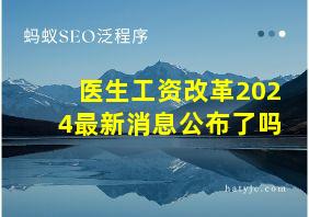 医生工资改革2024最新消息公布了吗