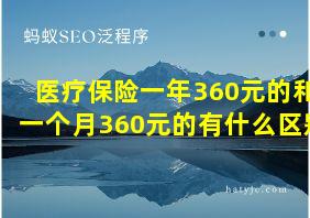 医疗保险一年360元的和一个月360元的有什么区别