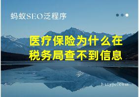 医疗保险为什么在税务局查不到信息