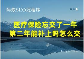 医疗保险忘交了一年第二年能补上吗怎么交