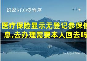 医疗保险显示无登记参保信息,去办理需要本人回去吗