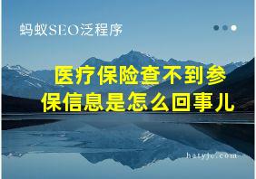 医疗保险查不到参保信息是怎么回事儿