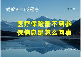 医疗保险查不到参保信息是怎么回事