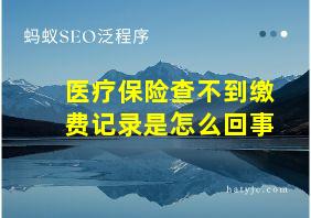 医疗保险查不到缴费记录是怎么回事