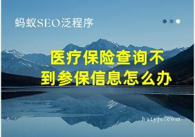 医疗保险查询不到参保信息怎么办