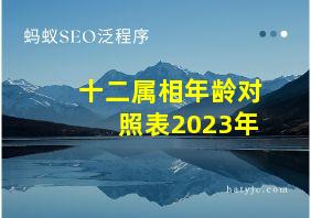 十二属相年龄对照表2023年