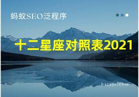 十二星座对照表2021