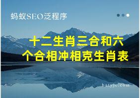 十二生肖三合和六个合相冲相克生肖表