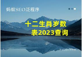 十二生肖岁数表2023查询