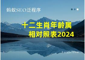 十二生肖年龄属相对照表2024