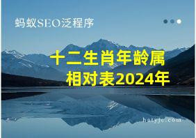 十二生肖年龄属相对表2024年