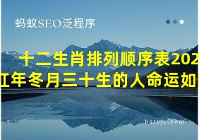 十二生肖排列顺序表2023扛年冬月三十生的人命运如和