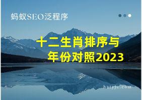 十二生肖排序与年份对照2023