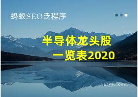 半导体龙头股一览表2020