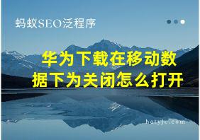 华为下载在移动数据下为关闭怎么打开