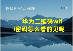 华为二维码wifi密码怎么看的见呢