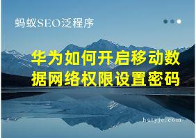 华为如何开启移动数据网络权限设置密码