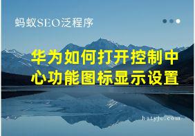 华为如何打开控制中心功能图标显示设置