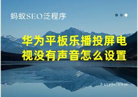 华为平板乐播投屏电视没有声音怎么设置