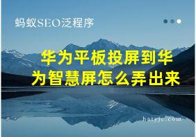 华为平板投屏到华为智慧屏怎么弄出来