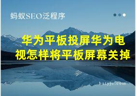 华为平板投屏华为电视怎样将平板屏幕关掉