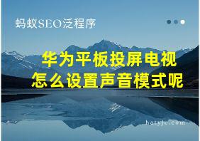 华为平板投屏电视怎么设置声音模式呢