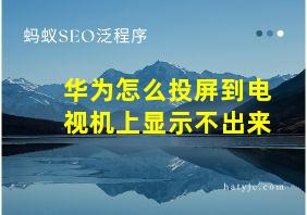 华为怎么投屏到电视机上显示不出来