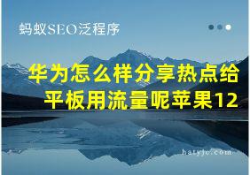 华为怎么样分享热点给平板用流量呢苹果12