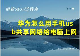 华为怎么用手机usb共享网络给电脑上网