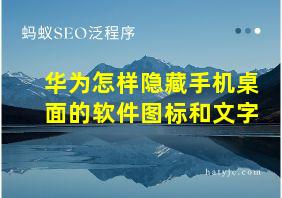 华为怎样隐藏手机桌面的软件图标和文字